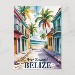 Belize Aquarell Reise Kunst Vintage Feiertagspostkarte