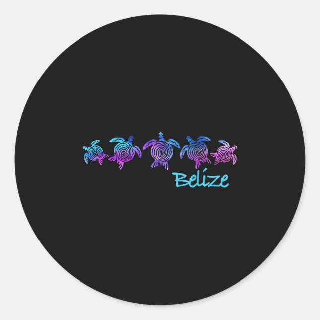 Belize Beach Design _ Tribal Turtle Geschenk Runder Aufkleber (Vorderseite)