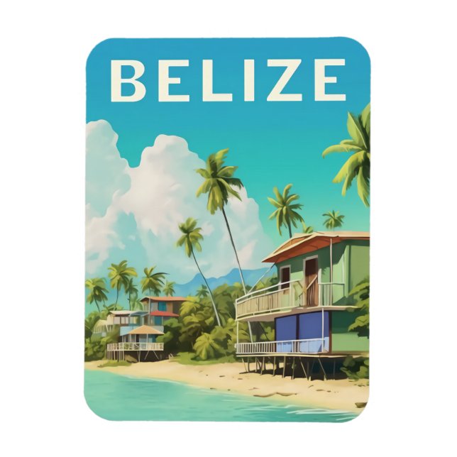 Belize Beach House Travel Souvenir Magnet (Vertikal)