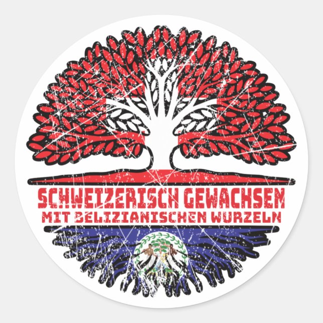 Belize Belizanisch Schweizer Schweiz Baum Wurzel Runder Aufkleber (Vorderseite)