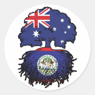 Belize Belizean Australian Australia Tree Roots Runder Aufkleber