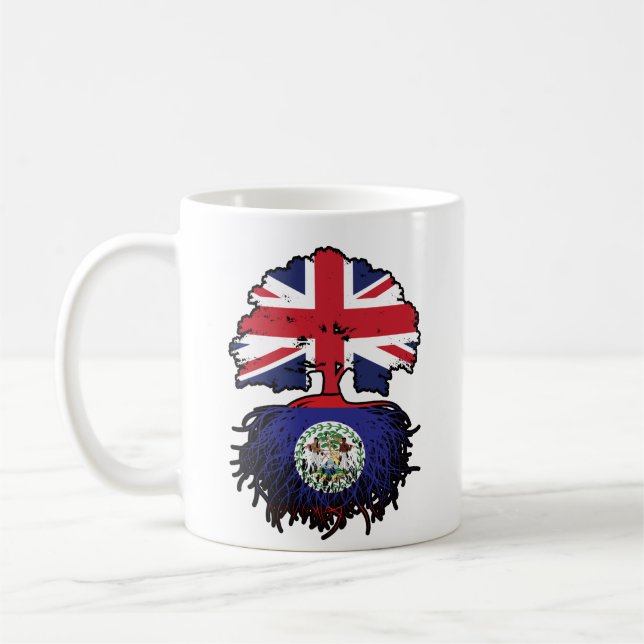 Belize Belizean British UK Tree Roots Flag Kaffeetasse (Links)