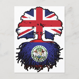 Belize Belizean British UK Tree Roots Flag Postkarte