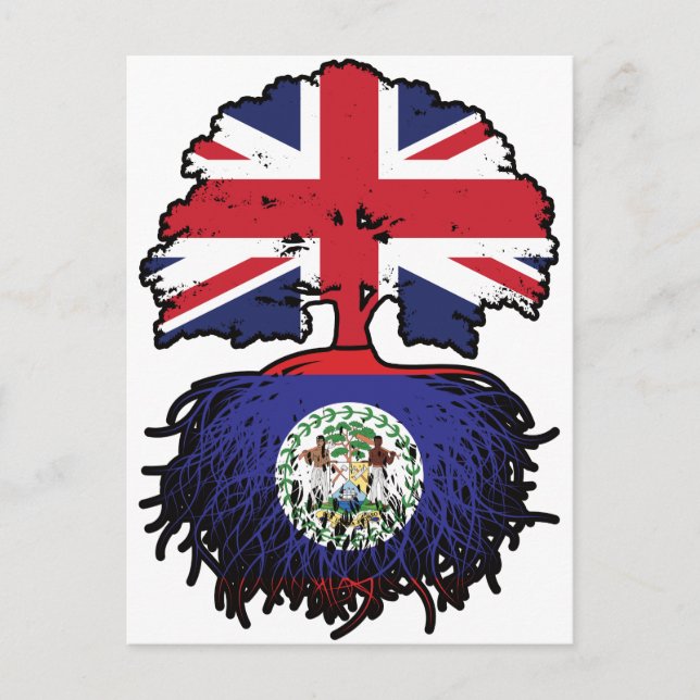 Belize Belizean British UK Tree Roots Flag Postkarte (Vorderseite)