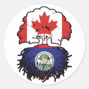 Belize Belizean Canadian Canada Treots Roots Flag Runder Aufkleber