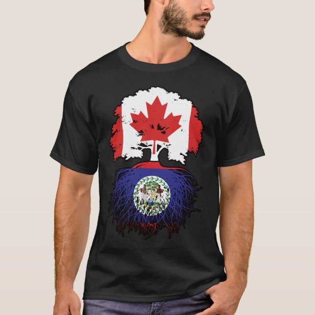 Belize Belizean Canadian Canada Treots Roots Flag T-Shirt (Vorderseite)