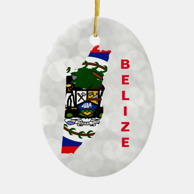 Belize Belizean Flag Map Keramik Ornament (Vorne)