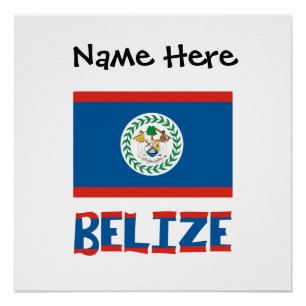 Belize Belizeanische Flagge Personalisiert Poster