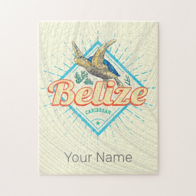 Belize Caribbean Retro Turtle Vintag Souvenir (Vertikal)