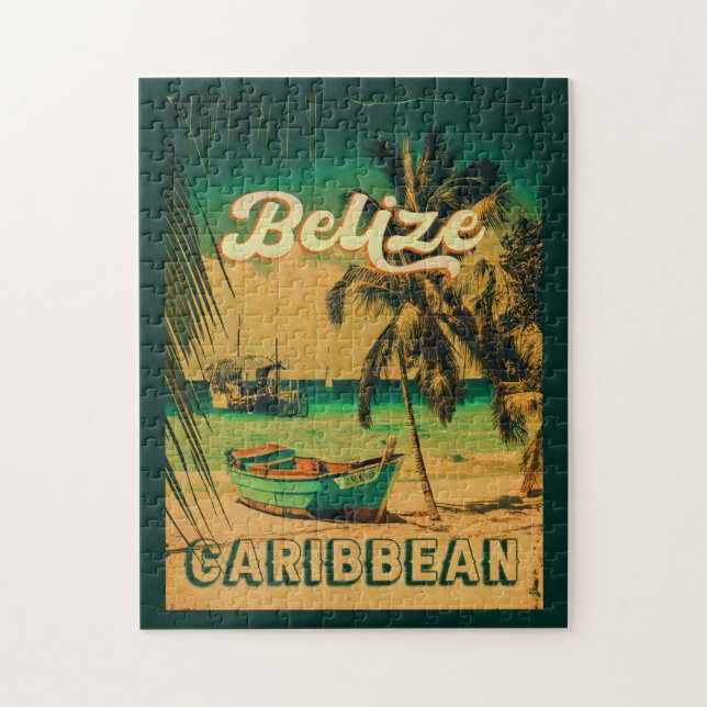 Belize Caribbean Vintag Palm Trees Souvenir (Vertikal)