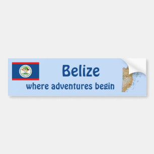 Belize Flag and Map Autoaufkleber