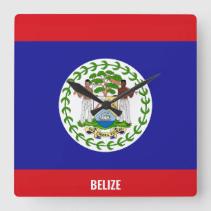 Belize Flag Dazzzling Patriotic Quadratische Wanduhr