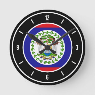 Belize Flag Elegant Runde Wanduhr