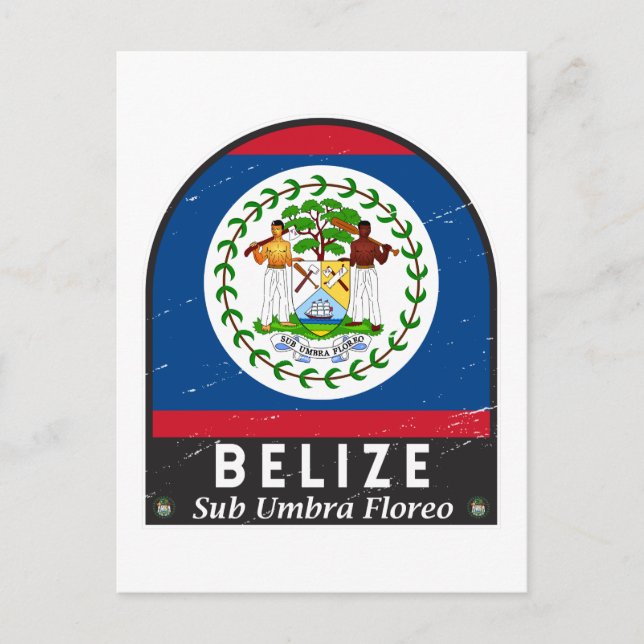 Belize Flag Emblem gestört Vintag Postkarte (Vorderseite)