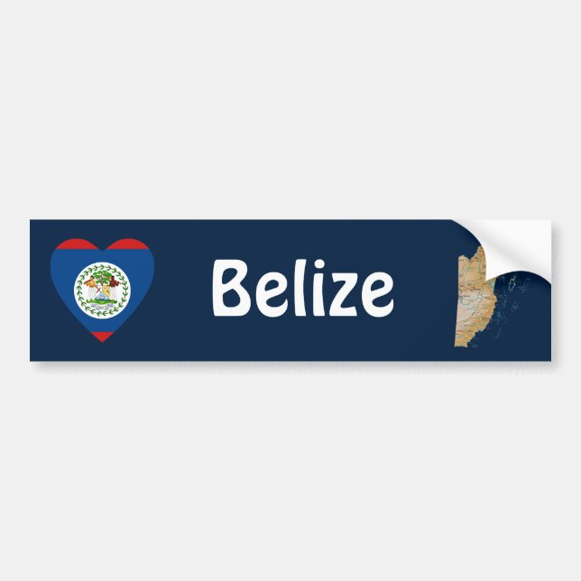 Belize Flag Herz + Karte Autoaufkleber (Vorne)