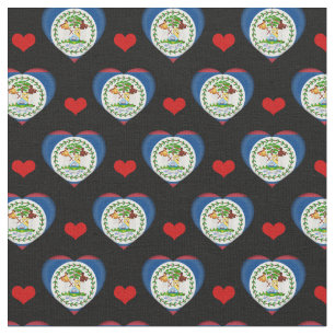 Belize Flag & Red Heart Bekleidung /Belize Stoff