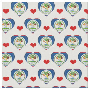 Belize Flag & Red Heart Bekleidung /Belize Stoff