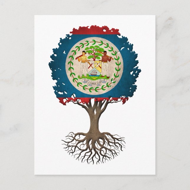 Belize Flag Tree of Life anpassbar Postkarte (Vorderseite)