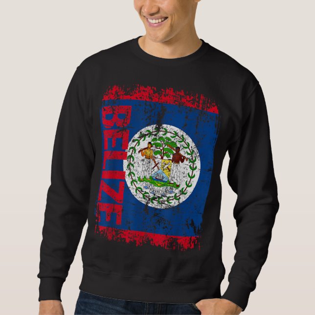 BELIZE Flag Vintag BEKÄMPFUNG Sweatshirt (Vorderseite)