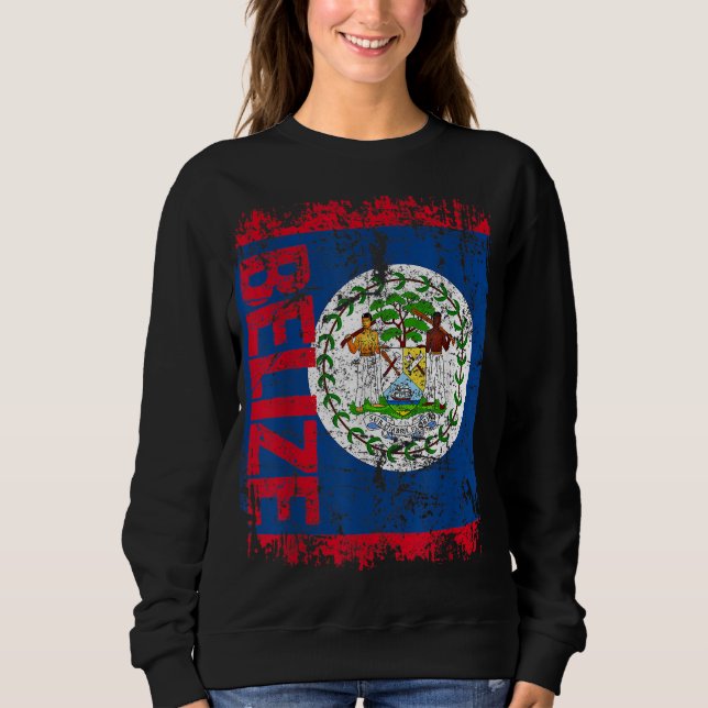 BELIZE Flag Vintag BEKÄMPFUNG Sweatshirt (Vorderseite)