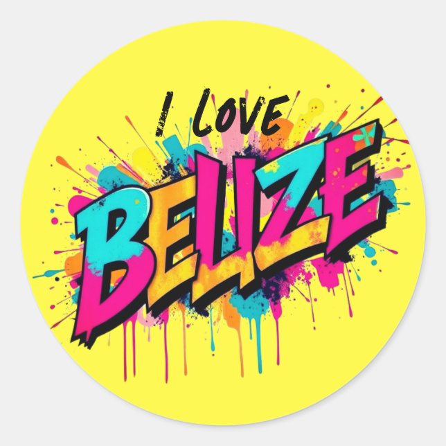 Belize Graffiti Reise Urlaub Souvenir Dekor Runder Aufkleber (Vorderseite)