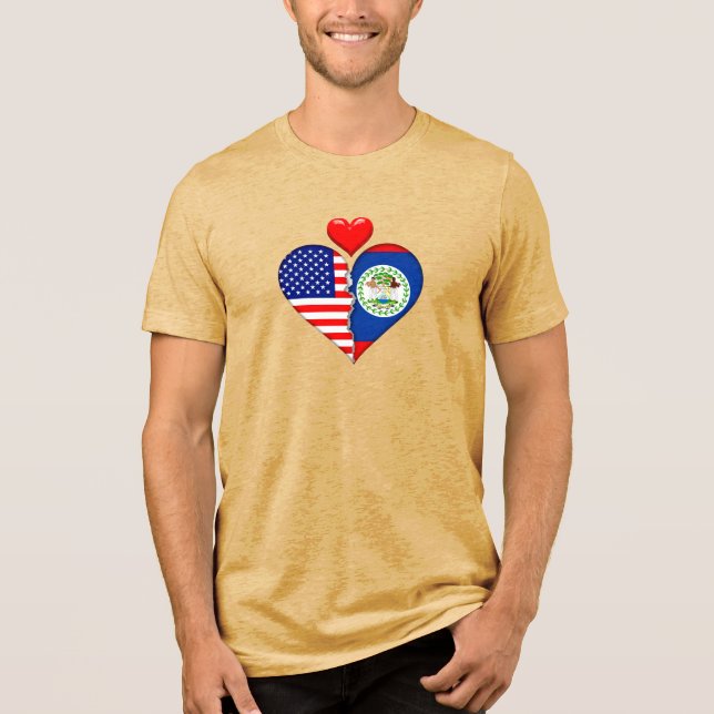 Belize Hispanic Hearts USA-Flaggen Tri-Blend Shirt (Vorderseite)