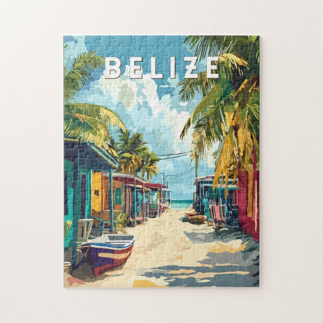 Belize Illustration Travel Art Vintag (Vertikal)