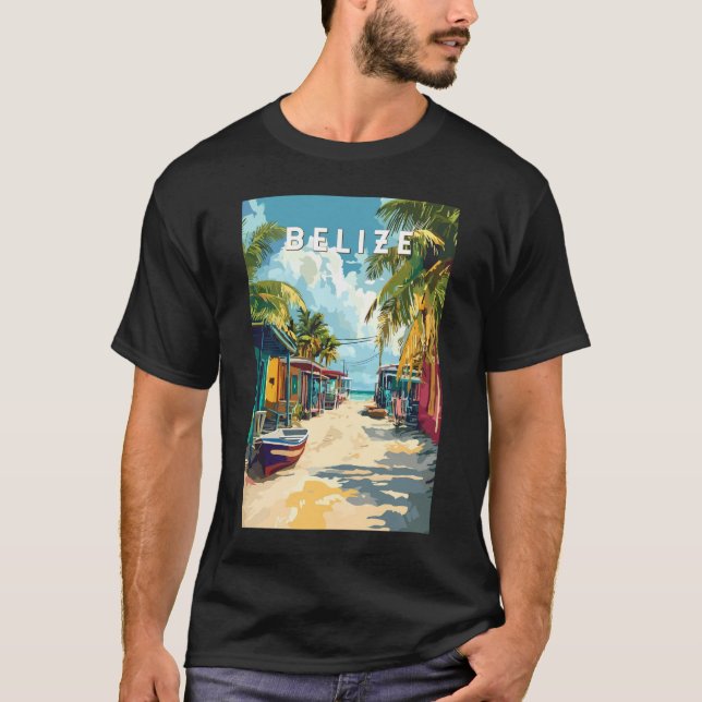 Belize Illustration Travel Art Vintag T-Shirt (Vorderseite)