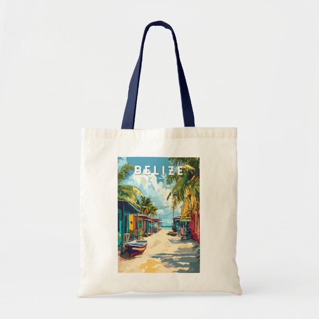 Belize Illustration Travel Art Vintag Tragetasche (Vorne)