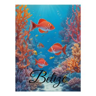 Belize-Korallenriff-Reiseposter Poster