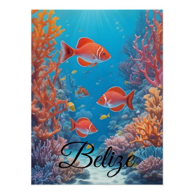 Belize-Korallenriff-Reiseposter Poster (Vorderseite)