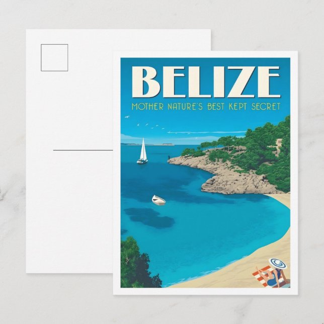 Belize Kunst Vintage Reise  Postkarte (Vorne/Hinten)