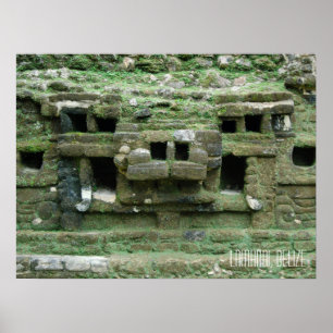 Belize Lamani Mayan Ruinen Jaguar-Maske Poster