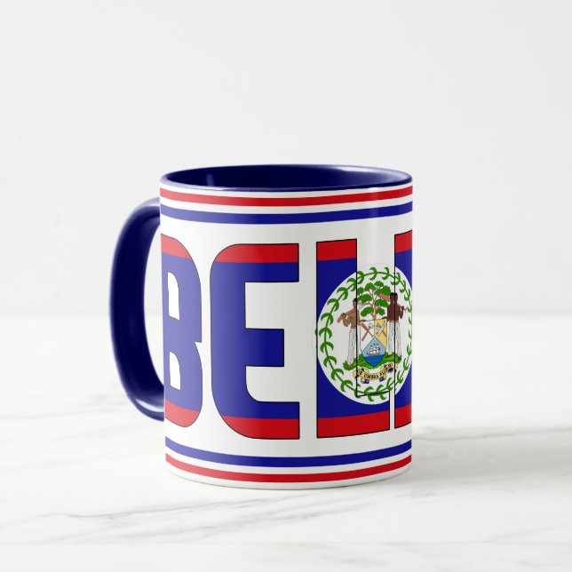 Belize National Flag Patriotic Kaffee Tasse (Vorderseite Links)
