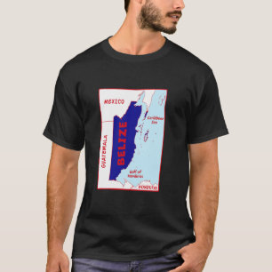 Belize Politische Karte in Fahnen Farben. Nachbarn T-Shirt