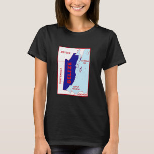 Belize Politische Karte in Fahnen Farben. Nachbarn T-Shirt