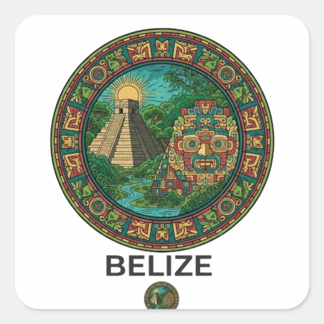 BELIZE QUADRATISCHER AUFKLEBER (Vorderseite)