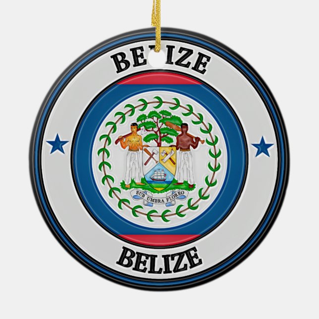 Belize Round Emblem Keramik Ornament (Hinten)