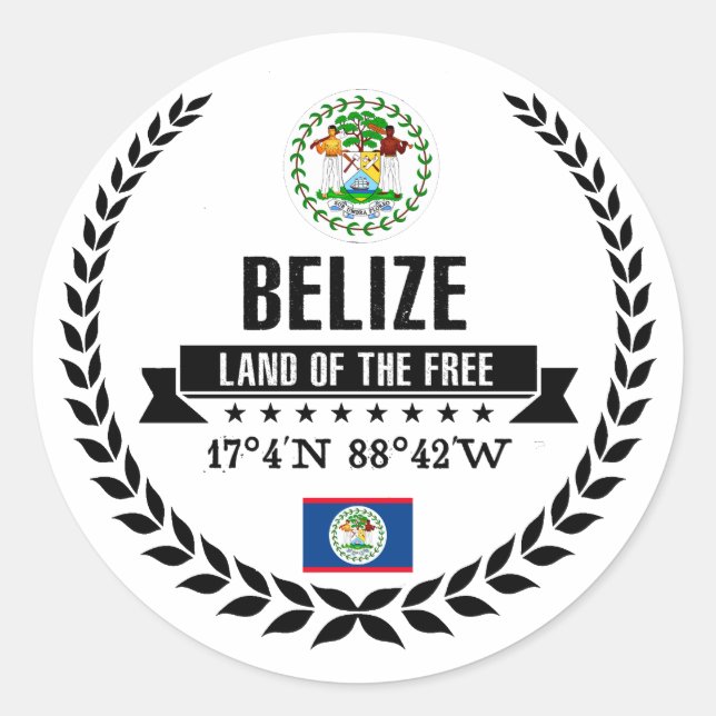 Belize Runder Aufkleber (Vorderseite)