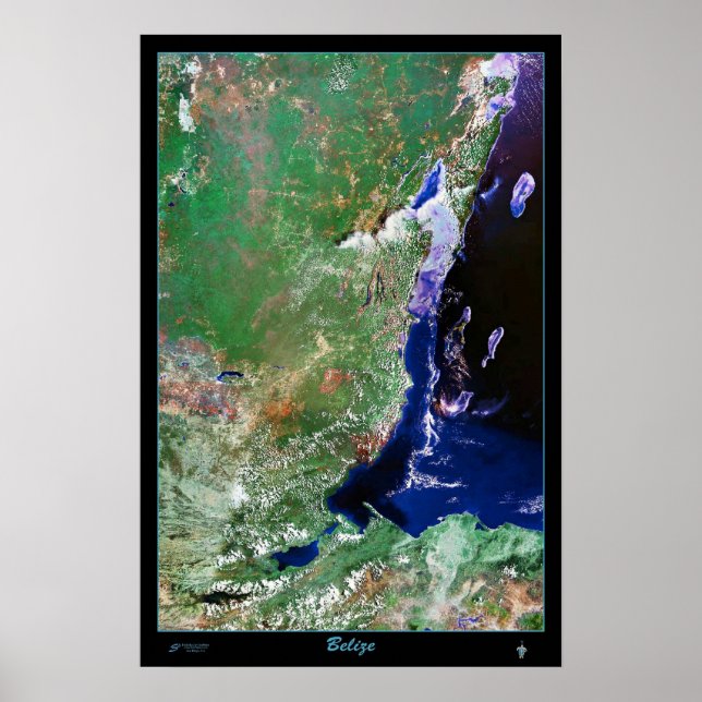 Belize Satelliten Poster Foto Print Map (Vorne)