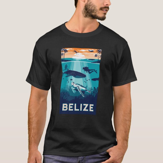 Belize Snorkeling Whale Shark Sea Turtle Caribbean T-Shirt (Vorderseite)