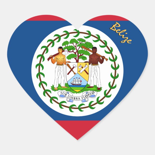 Bélize Sticker Coeur, Drapeau Bélizien Patriotique (Devant)