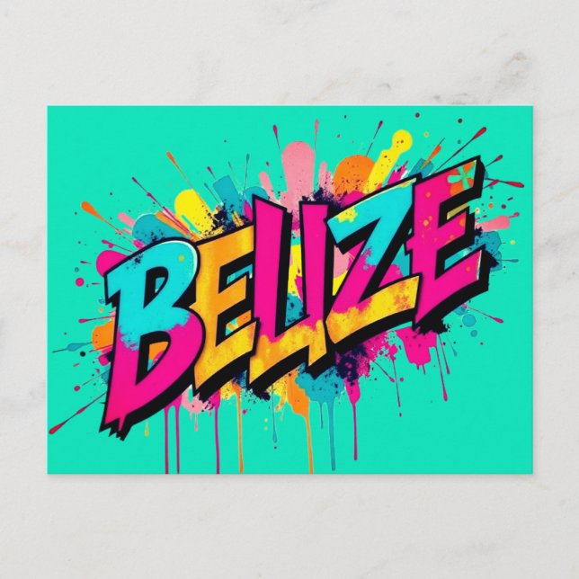 Belize style graffiti turquoise accueil Carte post (Devant)