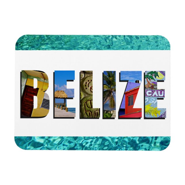 Belize Tropical Beach Blue Ocean Travel Foto Magnet (Horizontal)