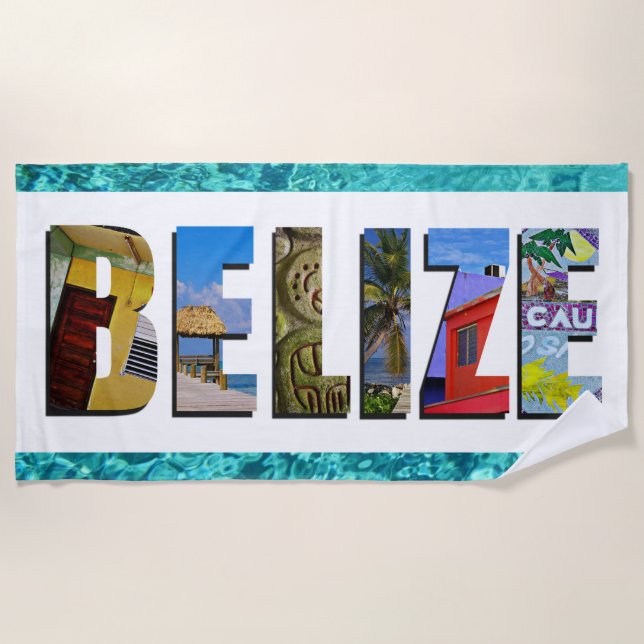Belize Tropical Beach Blue Ocean Travel Foto Strandtuch (Vorderseite)