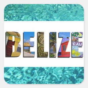 Belize Tropical Beach Blue Ocean Travel Fotos Quadratischer Aufkleber