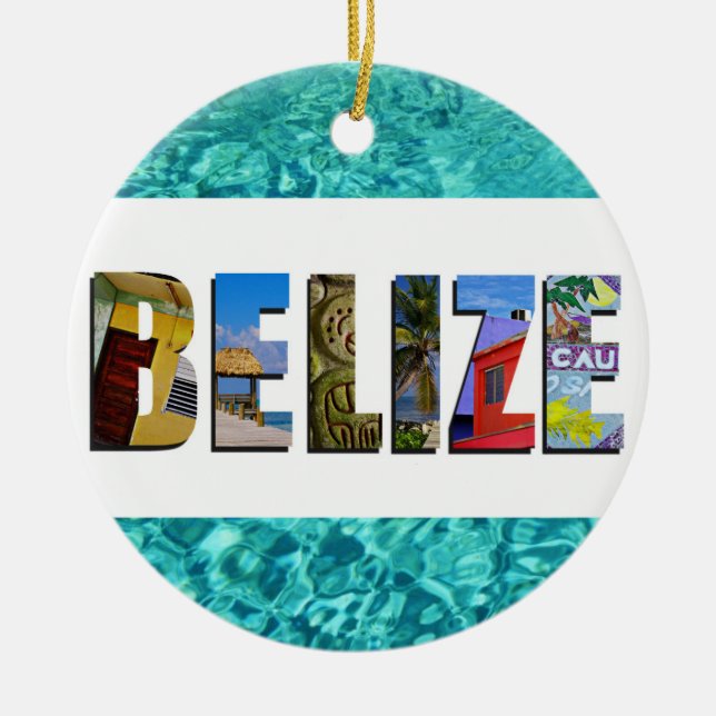 Belize Tropical Beach Blue Ocean Weihnachten Keramik Ornament (Vorne)