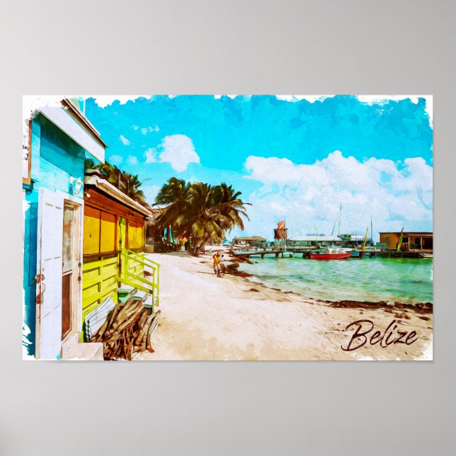 Belize Tropical Paradise Travel Poster (Vorne)