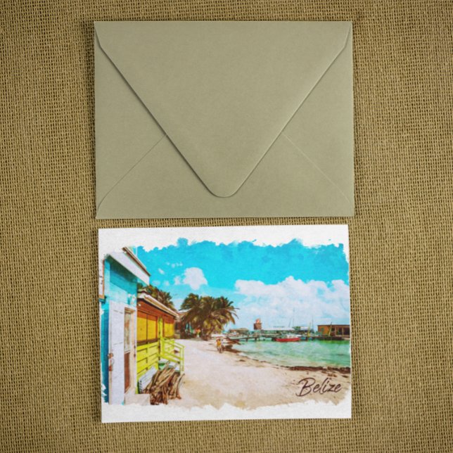 Belize Tropical Paradise Travel Postkarte (belize tropical beach postcard)