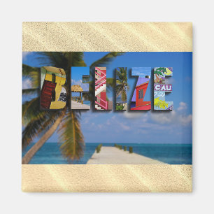 Belize Tropical Sand Beach Blue Ocean Travel Foto Magnet